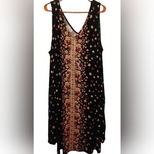 Maurices Black Midi Dress with Warm Floral Border